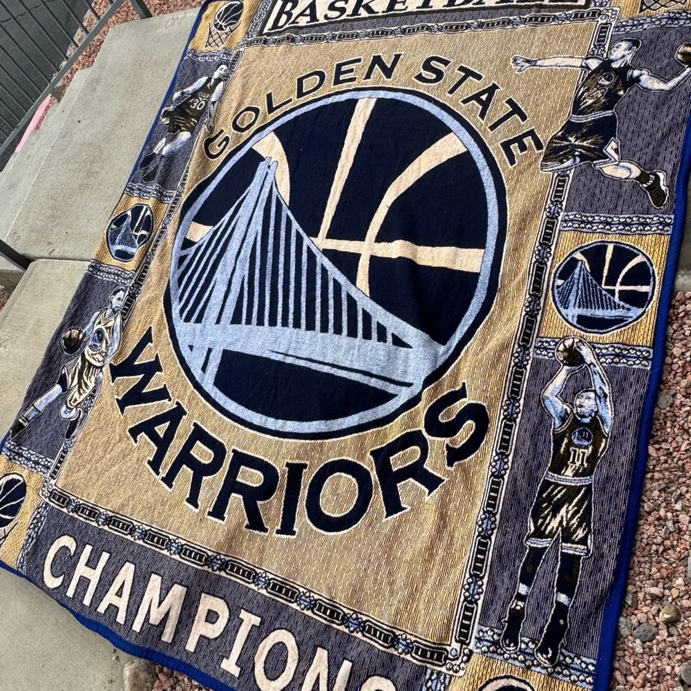 RARE NBA Golden State Warriors Champions Heavy Blanket 90x73 Blue&Yellow  #A109